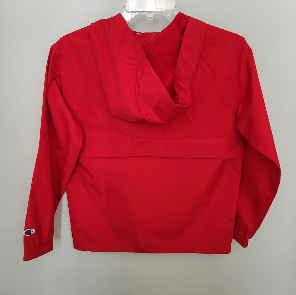 Champion Youth Medium 7/8 Windbreaker‎ Rain Jacket Lightweight Packable Red
